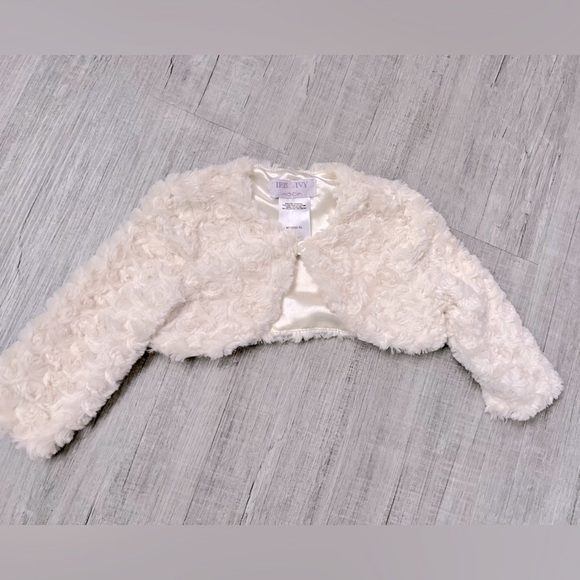 Like New White Plush Faux Fur Baby Shrug - Picture 1 of 4